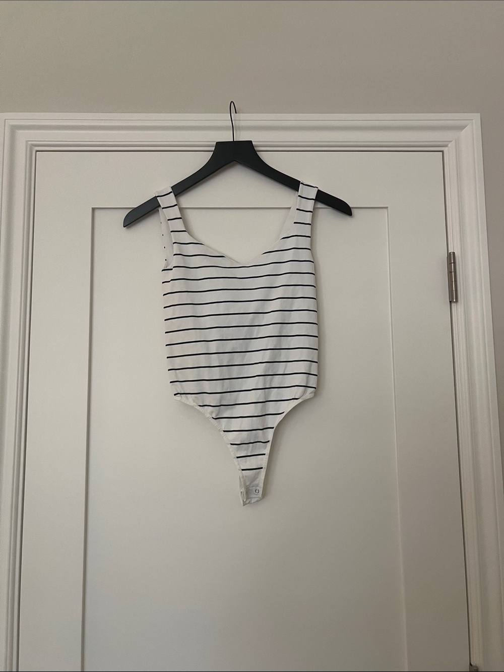 Free People Striped White and Black Womens One-Piece Bodysuit